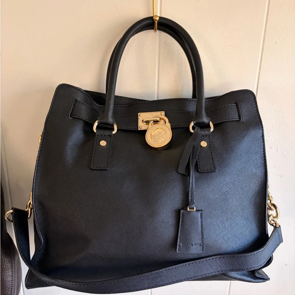 Michael Kors Large Hamilton Satchel Black Saffiano Leather Tote - Picture 9 of 9